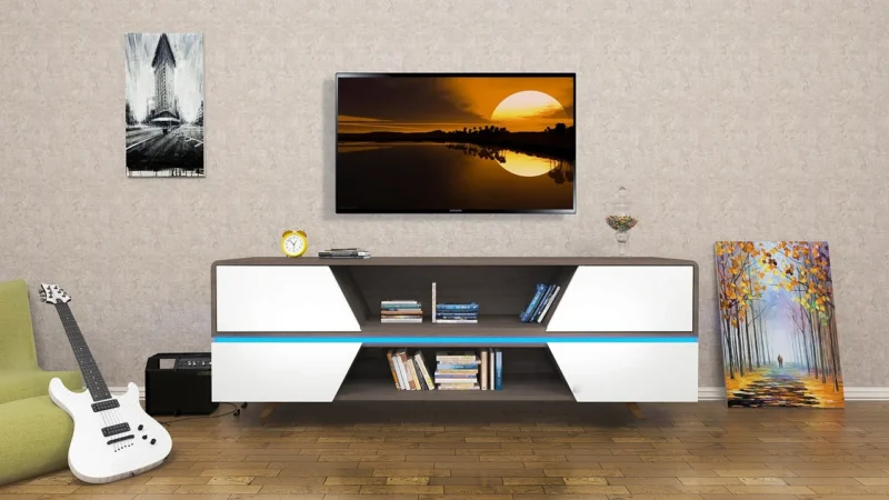 Nowoczesny salon z szafką RTV wiszącą – porady i inspiracje